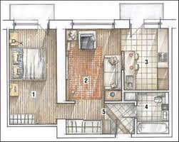 Рисунок планировки двухкомнатной квартиры